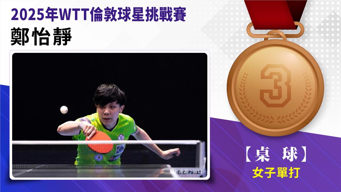 2025年WTT倫敦球星挑戰賽 / 鄭怡靜 / 女子單打銅牌。