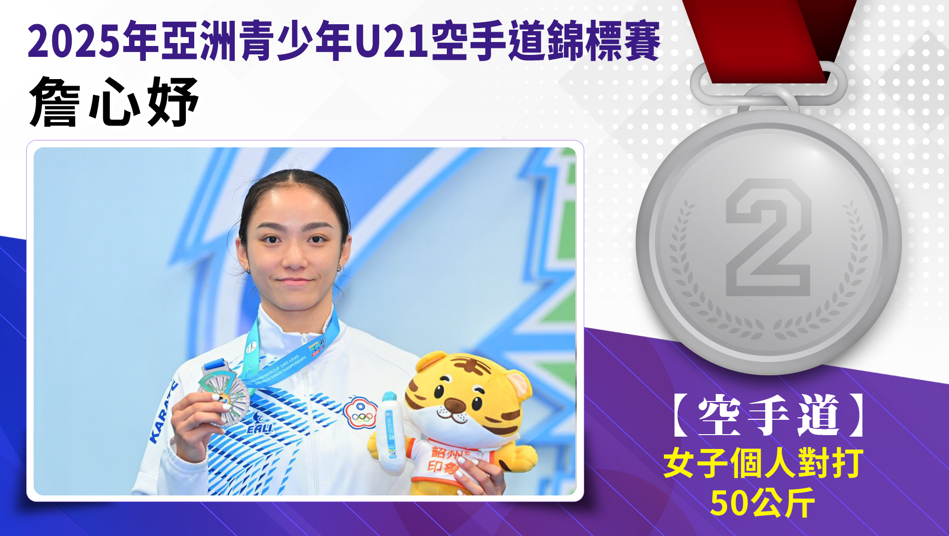 空手道/女子-50公斤個人對打/詹心妤/銀牌