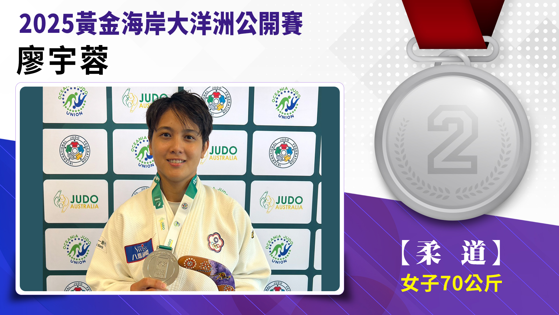【柔道】女子-70公斤量級 廖宇蓉   銀牌