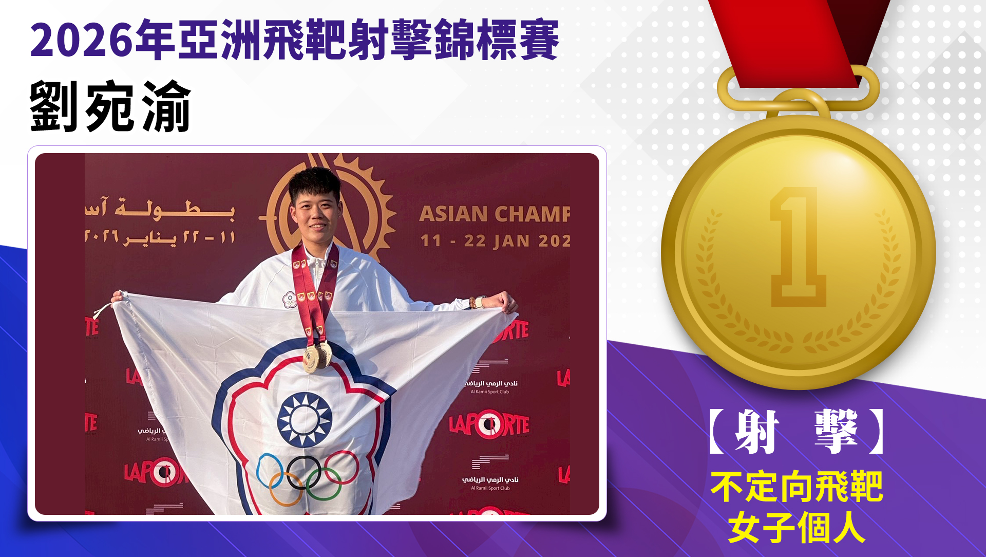 恭喜宛渝榮獲金牌