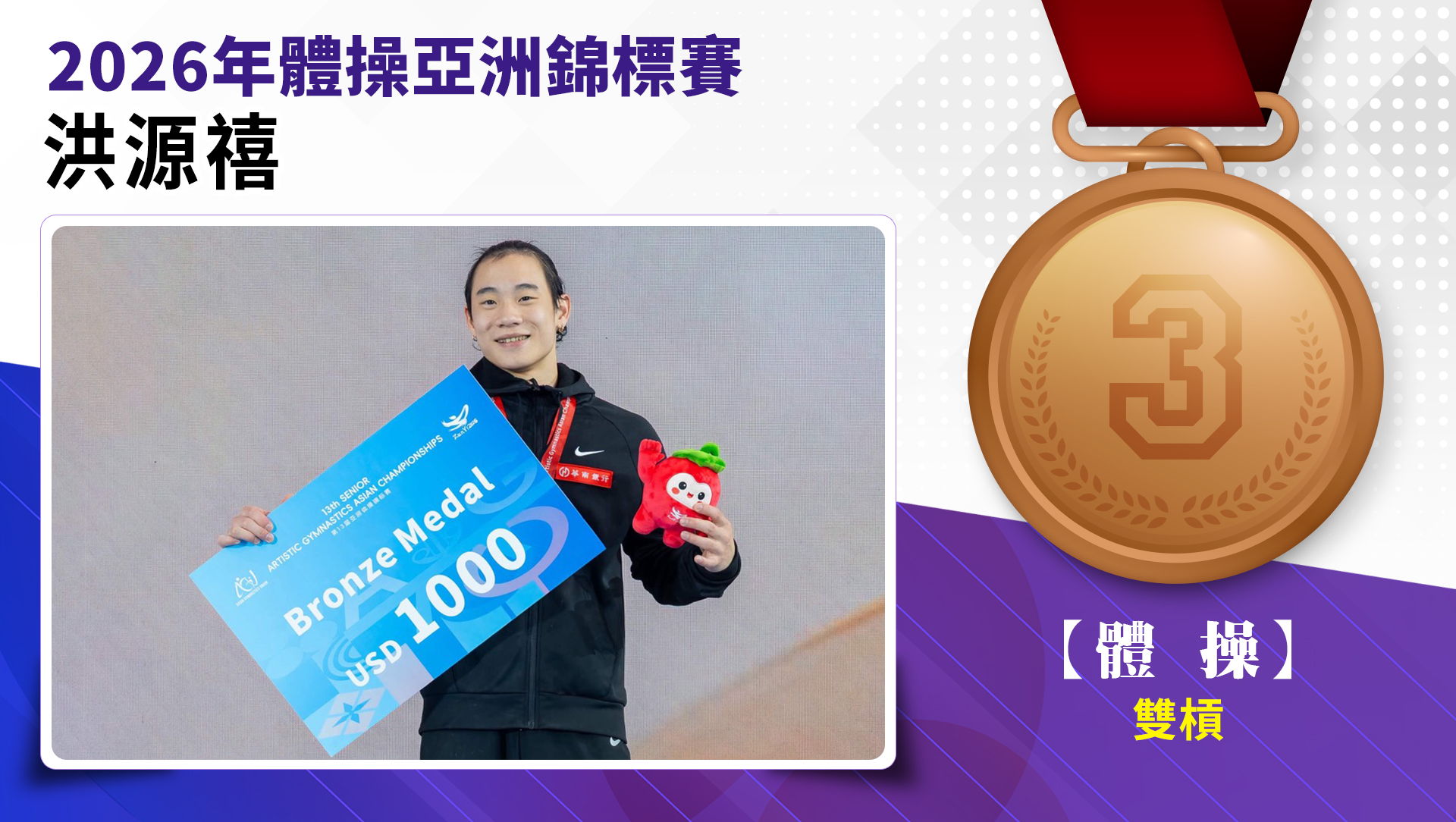2026年體操亞洲錦標賽-洪源禧-體操-雙槓-銅牌