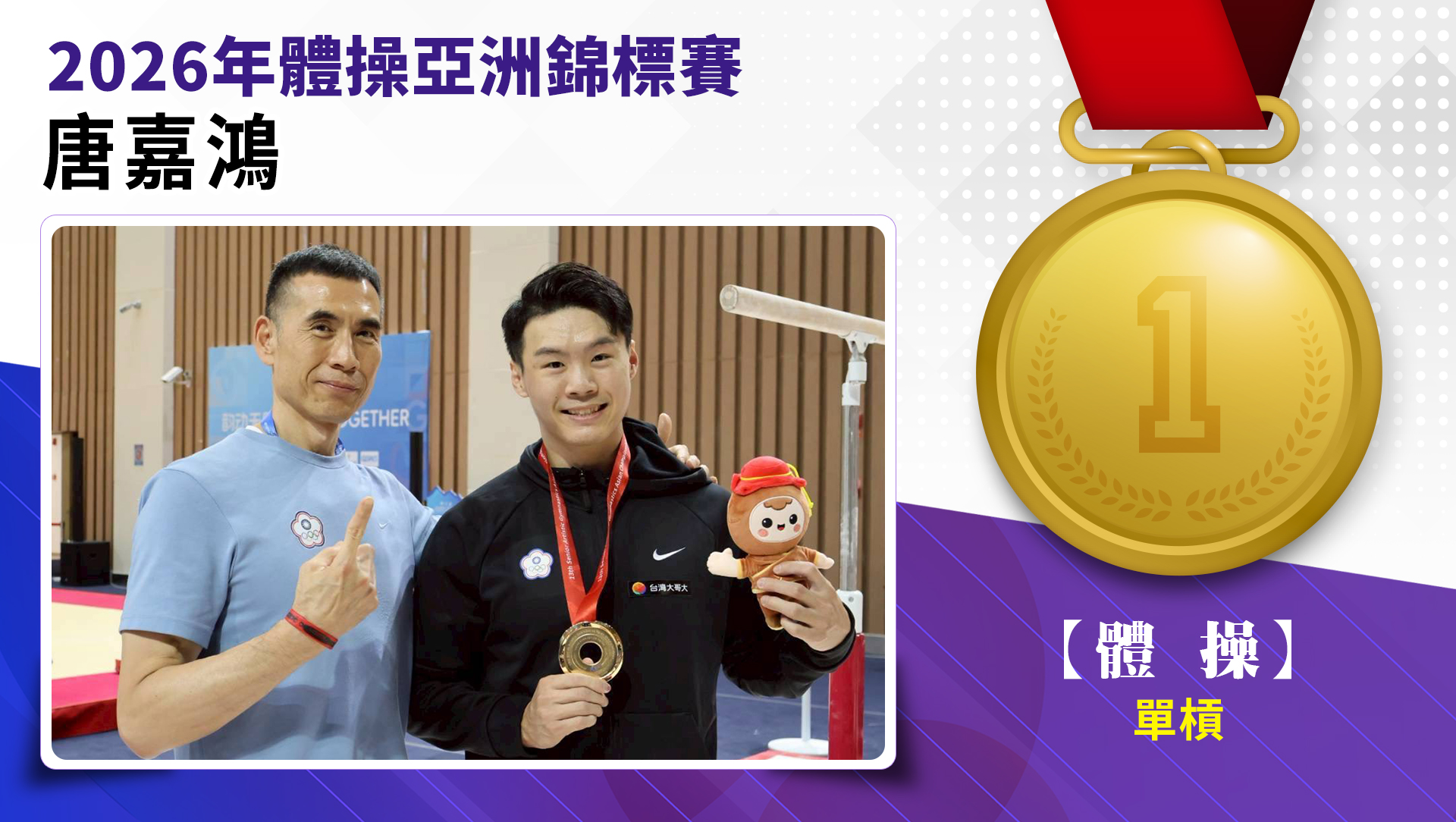 2026年體操亞洲錦標賽-唐嘉鴻-體操-單槓-金牌